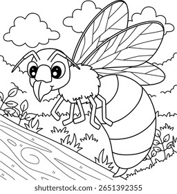 Inseto Hornet animal colorir página para crianças 
