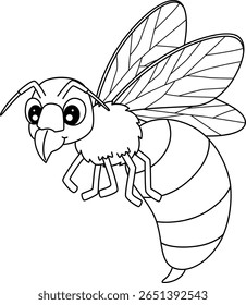 Insect Hornet Animal Isolated Coloring Page 