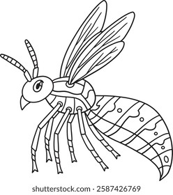 Insect Hornets Animal Isolated Coloring Page 