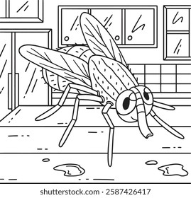 Insect Housefly Animal Coloring Page for Kids