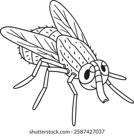 Insect Housefly Animal Isolated Coloring Page 