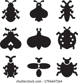Icono de insectos en fondo blanco y negro