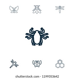Insect icon. collection of 7 insect outline icons such as beetle, butterfly, dragonfly, fly. editable insect icons for web and mobile.