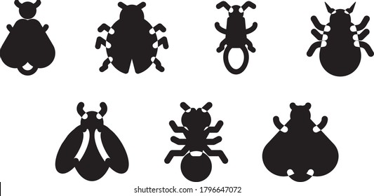 Insect icon dominated in black on a white background