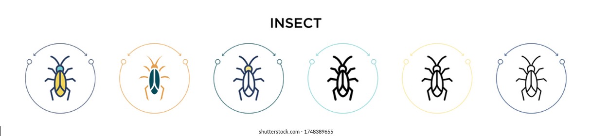 Insect icon in filled, thin line, outline and stroke style. Vector illustration of two colored and black insect vector icons designs can be used for mobile, ui, web
