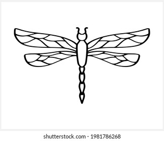 Insect icon isolated on white. Stencil animal. Coloring page book. Vector stock illustration. EPS 10