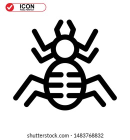 insect icon isolated sign symbol vector illustration. insect icon Black Color with Perfect pixel. 

