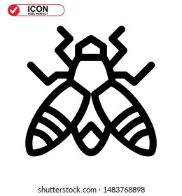 insect icon isolated sign symbol vector illustration. insect icon Black Color with Perfect pixel. 
