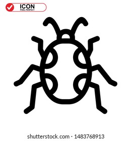 insect icon isolated sign symbol vector illustration. insect icon Black Color with Perfect pixel. 
