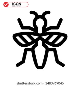 insect icon isolated sign symbol vector illustration. insect icon Black Color with Perfect pixel. 
