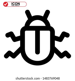 insect icon isolated sign symbol vector illustration. insect icon Black Color with Perfect pixel. 
