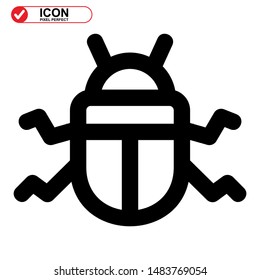 insect icon isolated sign symbol vector illustration. insect icon Black Color with Perfect pixel. 
