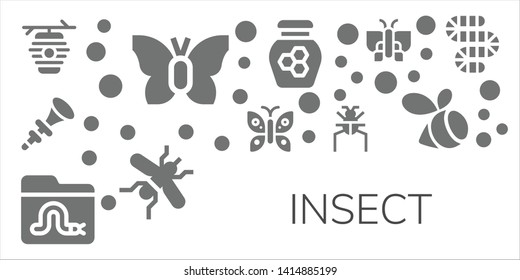 insect icon set. 11 filled insect icons.  Simple modern icons about  - Beehive, Butterfly, Bpee, Worm, Parasite, Honey, Mosquito, Swarm