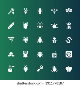 insect icon set. Collection of 25 filled insect icons included Butterfly, Insect, Bug, Cockroach, Honey, Fossil, Beetle, Troglodyte, Worm, Cicada, Scorpion, Dragon fly, Mantis