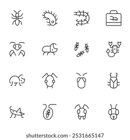 insect icon set, flat vector and illustration, graphic, editable stroke. Suitable for website design, logo, app, template, and ui ux.