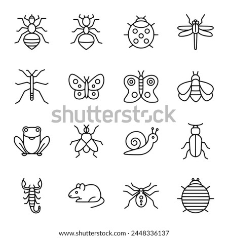 Insect icon set isolated on white