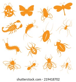 Insect icons - gradient free and easy to change color.