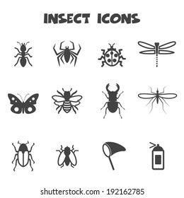 insect icons, mono vector symbols