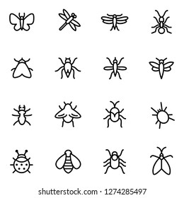 Insect icons pack. Isolated insect symbols collection. Graphic icons element