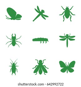 Insect icons set. set of 9 insect filled icons such as dragonfly, beetle, butterfly, fly