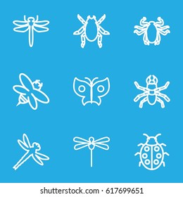 Insect icons set. set of 9 insect outline icons such as dragonfly, beetle, bee, ladybug