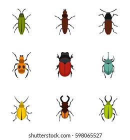 Insect icons set. Flat illustration of 9 insect vector icons for web