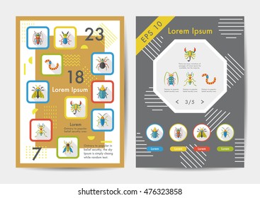 Insect icons set with long shadow,eps10