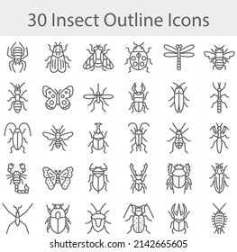 Insect icons set vector design flat