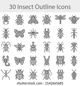 Insect icons set vector design flat