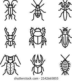 Insect icons set vector design flat