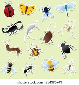Insect icons. Simple gradients - easy to change color. White outlines can be easily removed and icons used without.
