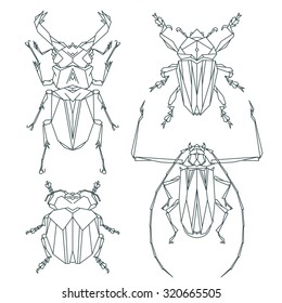 Insect icons, vector set. Abstract triangular style. vector illustration