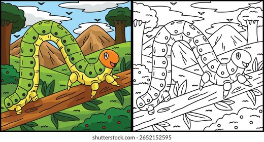 Inseto Inchworm Animal Ilustração Colorida 