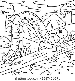 Insect Inchworm Animal Coloring Page for Kids 