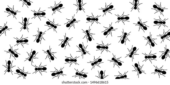 Insect Insects ant ants emmet pismire banner Vector icon icons sign signs fun funny A line of worker workers ants marching search Silhouette banner logo Random Seamless Pattern Representing Teamwork