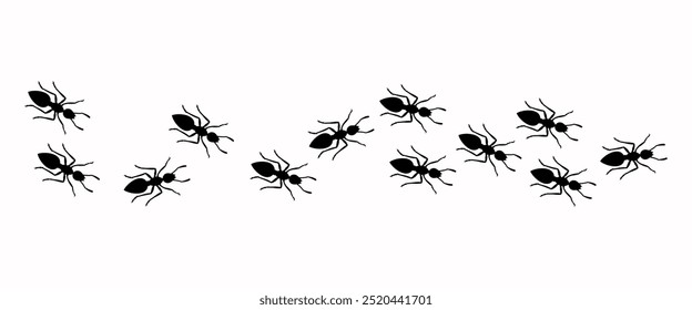 Insect Insects ant ants emmet pismire banner Vector icon icons sign signs fun funny A line of worker workers ants marching search Silhouette banner logo Random Seamless Pattern Representing Teamwork