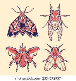 insect japanese style vector art