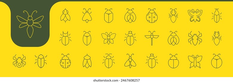 insect kinds line minimal icon vector designs