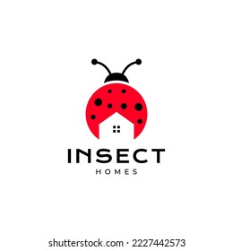 insect ladybug with home colorful modern logo design vector