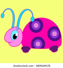Insect ladybug pink in purple circles.