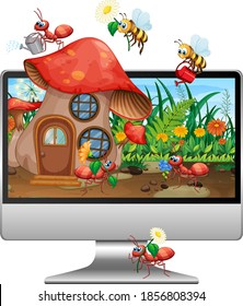 Insect Land On Computer Desktop Illustration