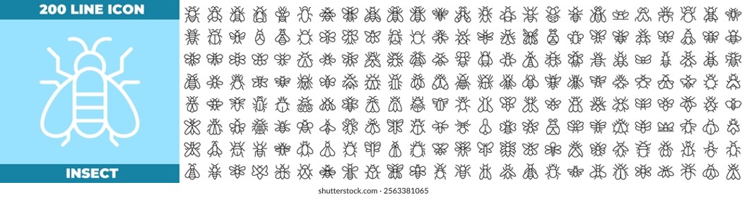 Insect Line Editable Icons set. Vector illustration in modern thin line style of insect icons: butterflies, bees, ladybugs, etc