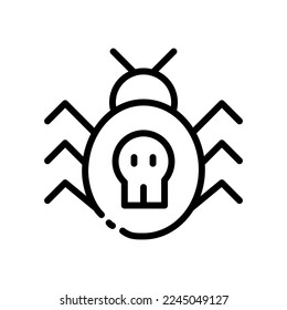 Insect line icon. Danger, virus, infected, file, antivirus, protection, vulnerability, computer, smartphone, gadgets, internet. Technology concept. Vector black line icon on a white background