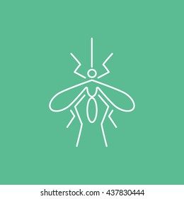Insect Line Icon On Green Background