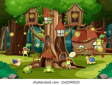 Insect Living In Fairy Tale Forest Illustration