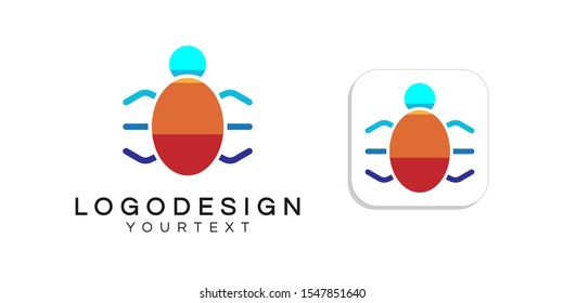 insect logo design. icon app smartphone color full
