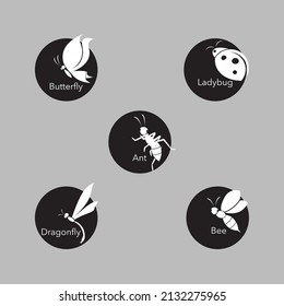 Insect logo on black color vector 
