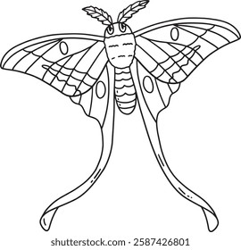 Insect Luna Moth Animal Isolated Coloring Page 