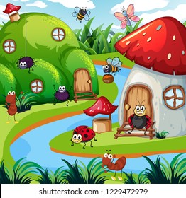 Insect in the magic land illustration
