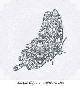 Insect Mandala Vector. Elementos decorativos de época. Patrón oriental, ilustración vectorial.